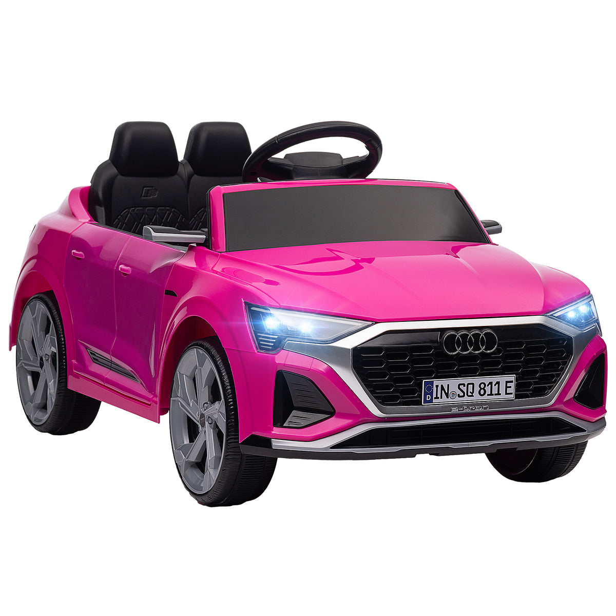 AIYAPLAY Audi Q8 e-tron Sportback Licensed 12V Ride on Car w/ Remote, 4 Spring Suspension Wheels, Headlights, Music, Horn - Pink