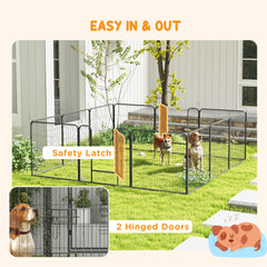 PawHut 12 Panels Heavy Duty Puppy Playpen, for Small Dogs, Indoor and Outdoor Use - Silver