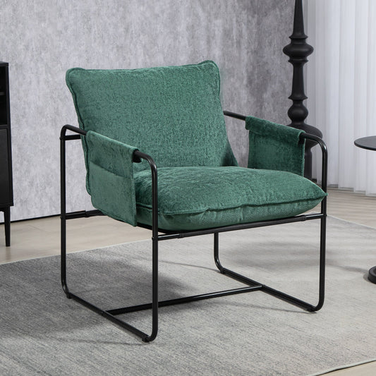 HOMCOM Minimal Padded Accent Chair, with Pockets - Green