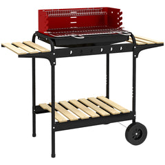 Outsunny Charcoal BBQ, with Five Position Grill Grate - Red