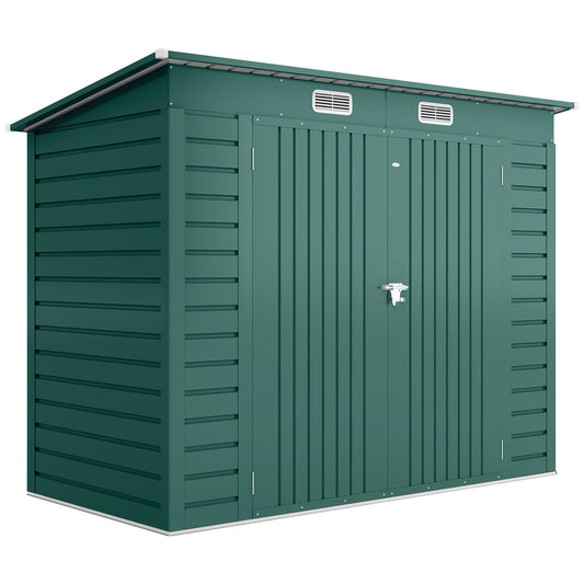 Outsunny 3.7 x 7.9ft Galvanised Steel Shed, with Latched Door and Padlock - Green