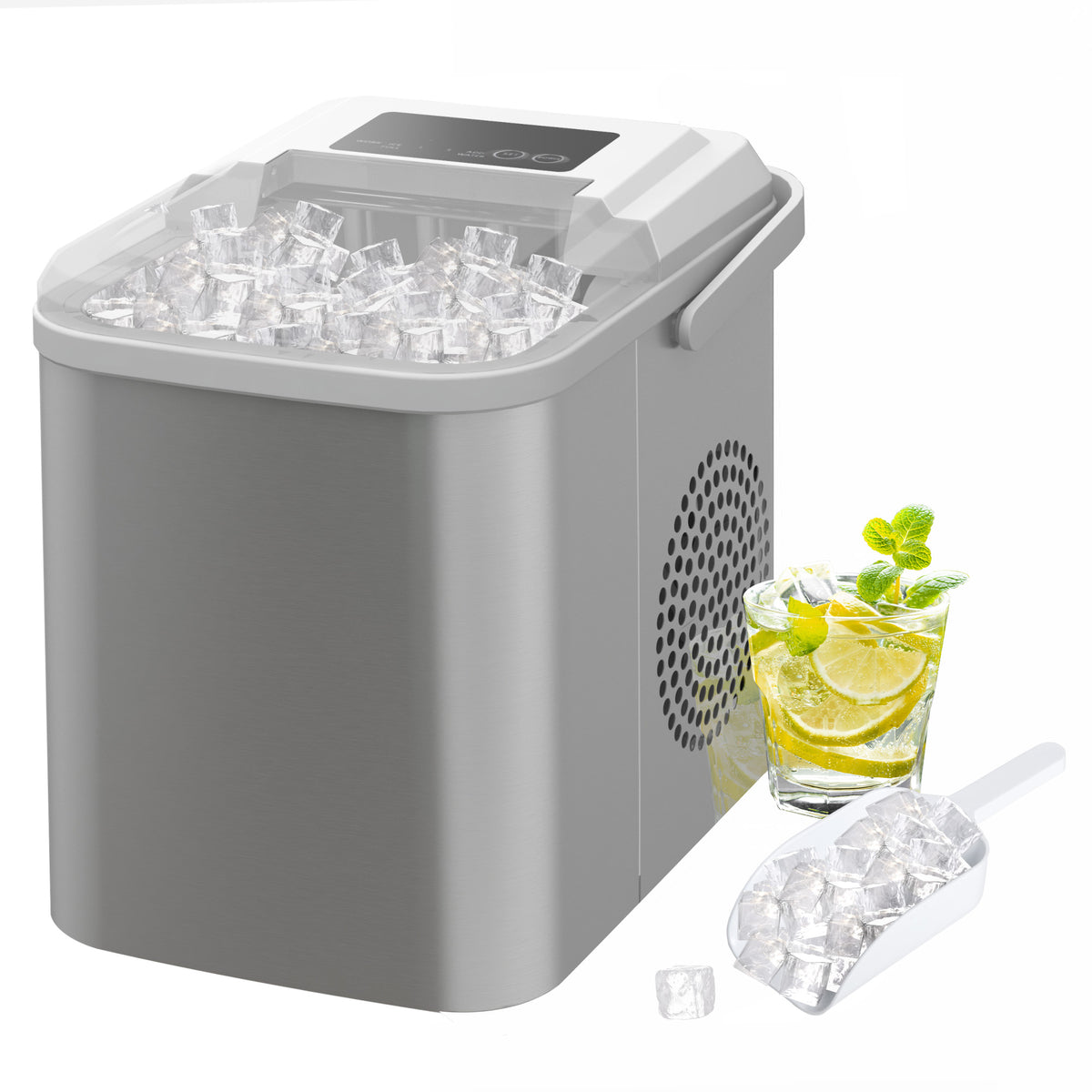 HOMCOM 12kg Compact Ice Machine, with Ice Scoop