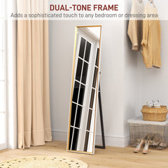 HOMCOM Full Length Mirror, 37 x 157cm Wall Mounted, Leaning, Free Standing Mirror, Framed Full Body Mirror for Living Room, Bedroom, White