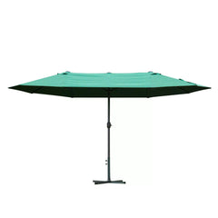 Outsunny 4.6M Sun Umbrella Canopy Double-sided Crank Sun Shade w/ Cross Base Dark Green