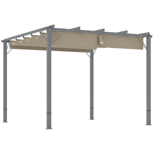 Outsunny 3 x 3 m Retractable Roof Pergola - Grey