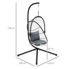 Outsunny Single Egg Chair, with Steel Frame Stand - Grey