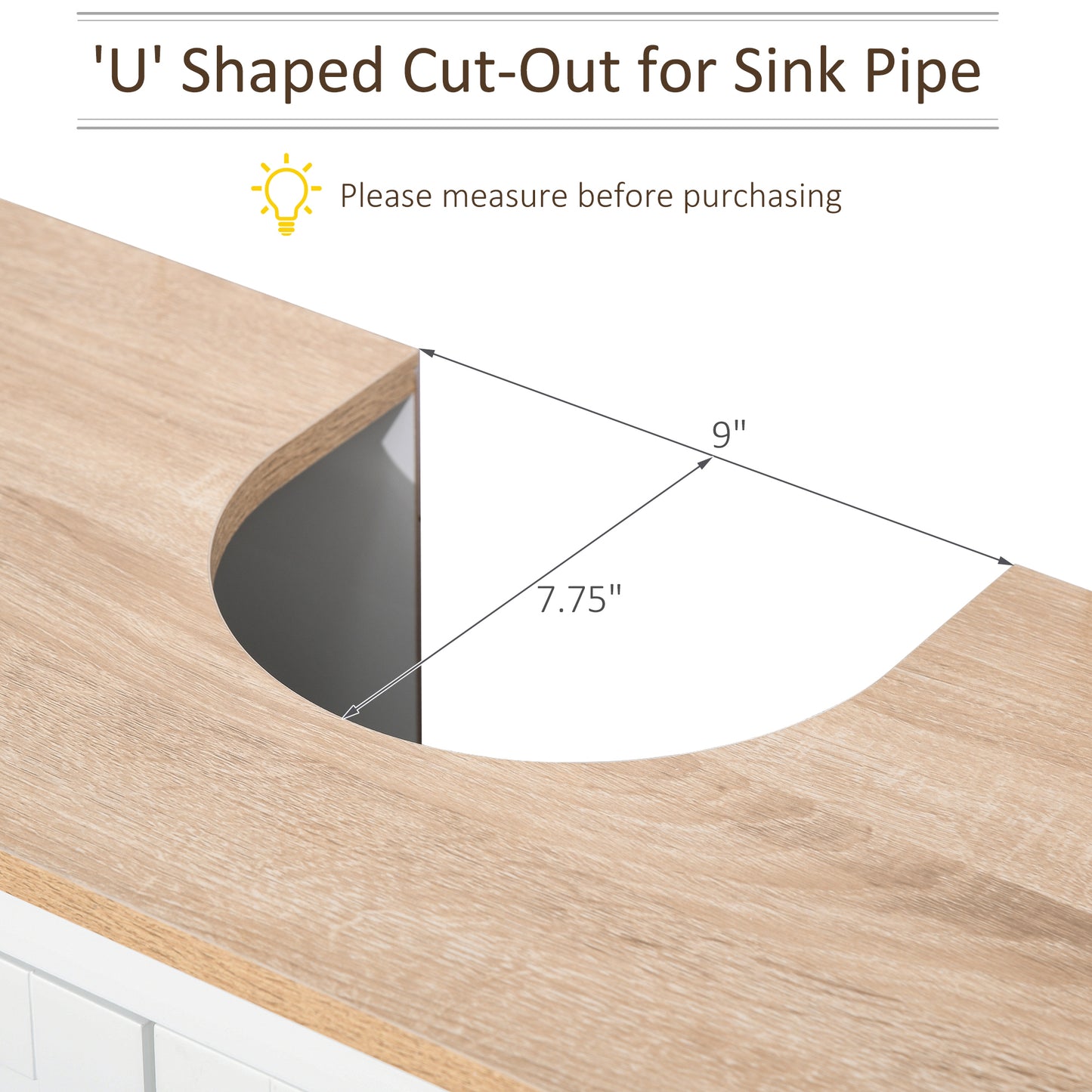 kleankin Under Sink Cabinet, Bathroom Sink Cabinet with 2 Doors, Pedestal Under Sink Design, Freestanding Bathroom Cupboard with Adjustable Shelf, White