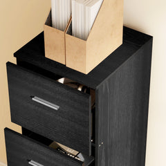 HOMCOM Four-Drawer Lockable Filing Cabinet - Black Wood Effect