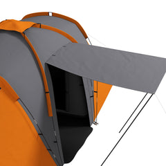 Outsunny Large Camping Tent Tunnel Tent with 2 Bedroom and Living Area, 2000mm Waterproof, Portable with Bag for 4-6 Man, Orange