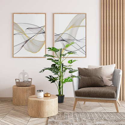 Outsunny 100cm/3.3FT Artificial Monstera Tree Decorative Cheese Plant 21 Leaves with Nursery Pot, Fake Tropical Palm Tree for Indoor Outdoor D√É¬©cor