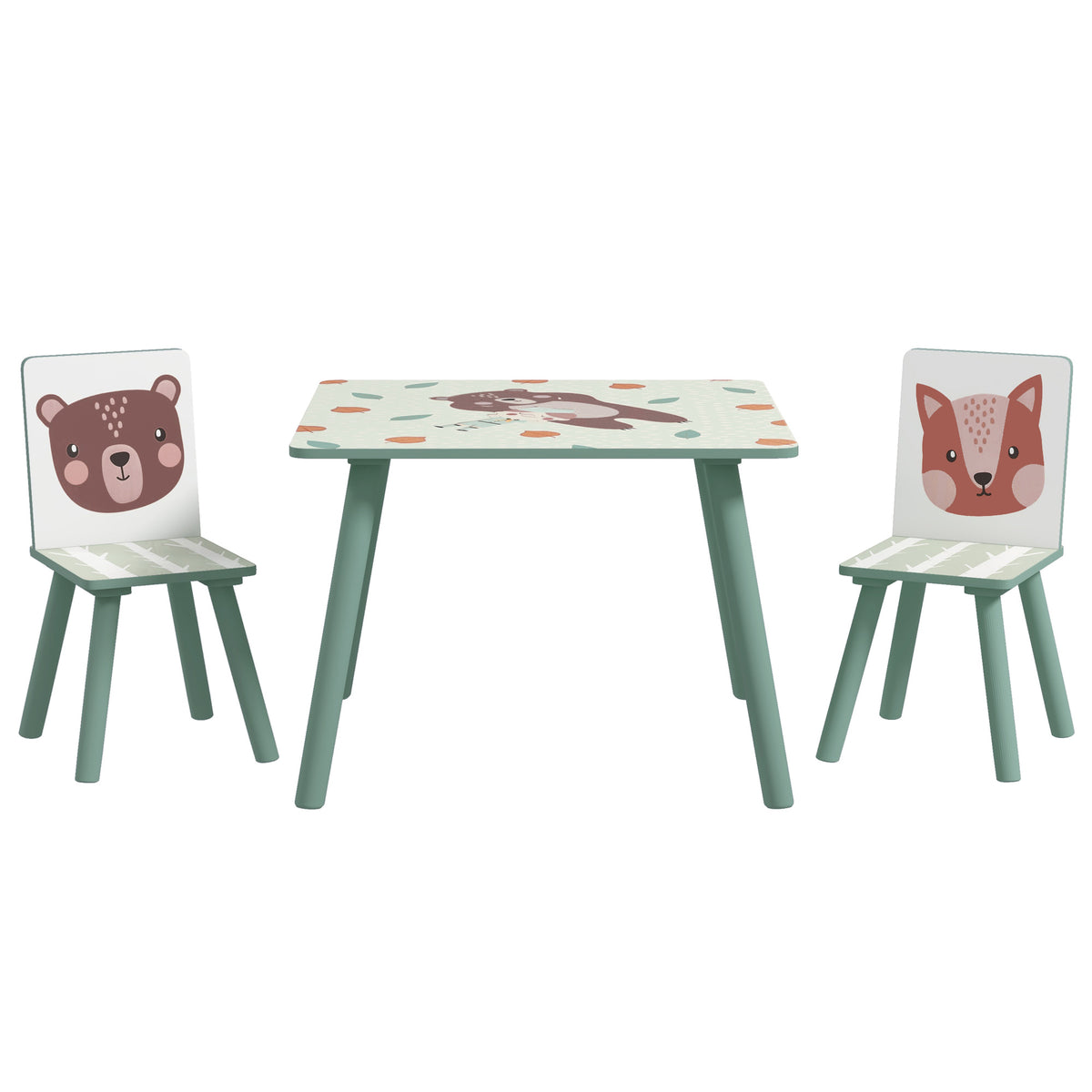 ZONEKIZ Kids and Table Chairs, Children’s Desk with Two Chairs, مجموعة أثاث للأطفال الصغار، للأعمار من 3 إلى 6 سنوات - أخضر