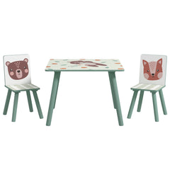 ZONEKIZ Kids and Table Chairs, Children Desk with Two Chairs, Toddler Furniture Set, for Ages 3-6 Years - Green