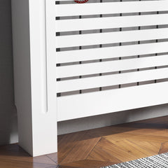 HOMCOM Radiator Cover, Modern MDF White Painted Cabinet with Horizontal Slats for Living Room, Bedroom, 152L x 19W x 81H cm