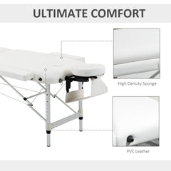 HOMCOM Foldable Massage Table Professional Salon SPA Facial Couch Bed White