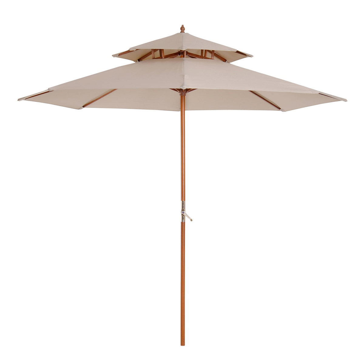 Outsunny 2.7m Elegant Wooden Frame Parasol Umbrella - Beige