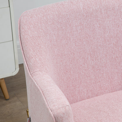 HOMCOM Accent Chair, Living Room Armchair, Vanity Chair with Gold Plating Metal Legs and Soft Padded Seat for Bedroom and Caf√É¬©, Set of 2, Pink