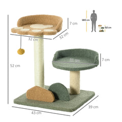 PawHut 52cm Small Cat Tree for Indoor Cats, Scratching Posts with Two Beds, Toy Ball