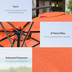 Outsunny 3m Overhanging Parasol, with Base, Weights and Cover - Orange