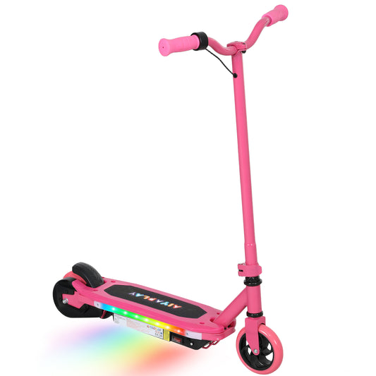 AIYAPLAY Electric Scooter for Ages 6-14, with Colourful Light and Electric Brake, Electric Scooter E Scooter, Up to 10 KM/H & 8 KM, Pink