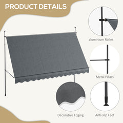 Outsunny 3.5 x 1.2m Manual Retractable Awning - Grey