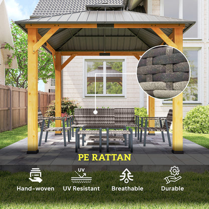 Outsunny Six-Piece Rattan Garden Sofa Set - Grey