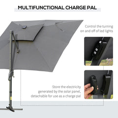 Outsunny 3 x 3(m) Aluminum Sun Square Canopy Top w/ Adjustable Pole Angle Dark Grey