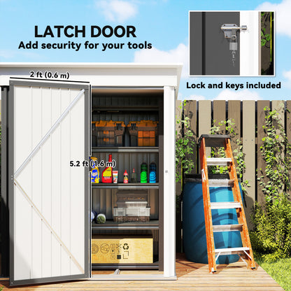 Outsunny Metal Garden Shed, Outdoor Lean-to Shed for Tool Motor Bike, with Adjustable Shelf, Lock, Gloves, 5'x3'x6', Dark Grey