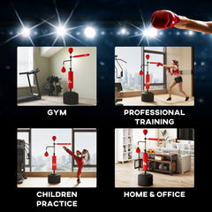 HOMCOM 3-in-1 Boxing Punching Bag, Freestanding with 2 Speed Bals, 360√Ç¬∞ Reflex Bar, 160-230cm Adjustable Height, Red