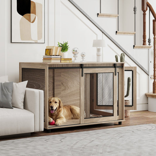 PawHut Dog Crate Furniture with Sliding Door for Extra Large Dogs, 118 x 75.5 x 82cm, Walnut Brown