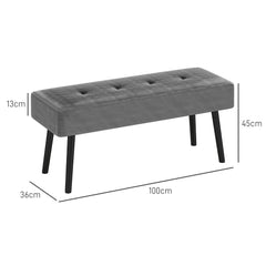 HOMCOM End of Bed Bench, Corduroy Bedroom Bench with Thick Padding and Steel Legs, Tufted Window Seat for Entryway, Living Room, Grey