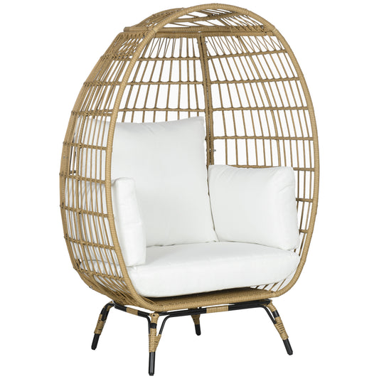 Outsunny Rattan Egg Chair with Cushions and Pillows, Khaki