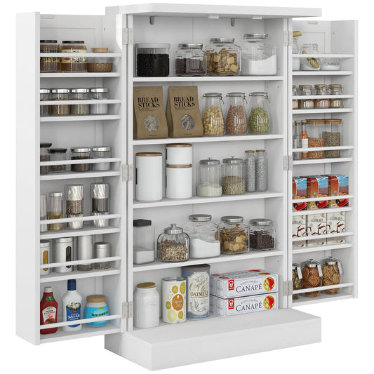 HOMCOM Freestanding Multi-Storage Kitchen Cupboard with Adjustable Shelves White