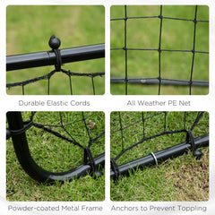 HOMCOM Rebounder Net, Practise Kickback Goal, for Teens, Adults Training - Black