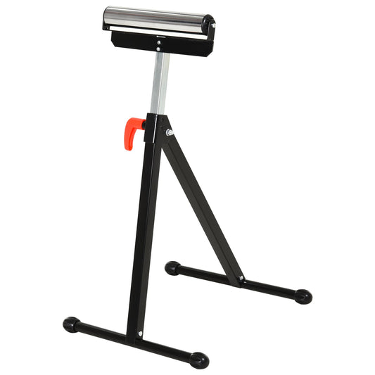 HOMCOM Folding Roller Stand, Material Support Pedestal with Ball Bearing Roller Height Adjustable Portable, Metal Construction, Black