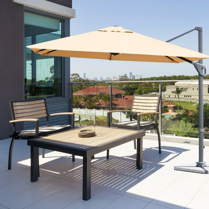 3m Patio Cantilever Umbrella with 4-Level Tilting Adjustment and Crank Handle-Beige