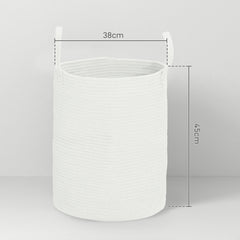 HOMCOM 36L Cotton Rope Laundry Basket, with Handles - Cream White