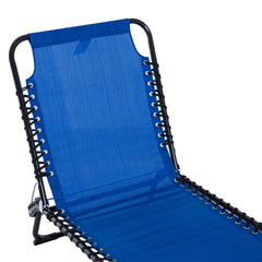 Outsunny Foldable Sun Lounger, Outdoor 4 Level Adjustable Backrest Reclining Chaise Chair, Steel Frame Recliner Chair for Camping, Hiking, Navy Blue