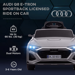 AIYAPLAY Audi Q8 e-tron Sportback Licensed 12V Ride on Car w/ Remote, 4 Spring Suspension Wheels, Headlights, Music, Horn - Grey