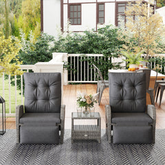 Outsunny 2 Seater Patio Rattan Wicker Chaise Lounge Sofa Set w/ Cushion for Patio Garden Porch, Grey