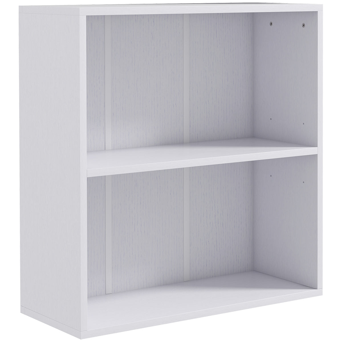 HOMCOM 2 Tier Bookshelf, Low Bookcase with Adjustable Shelf, 2 Compartments for Home Office, Living Room, Study, White