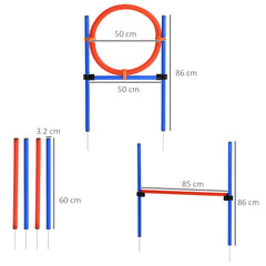 مجموعة تدريب طاعة الكلاب من PawHut Pet Agility Training Equipment قابلة للتعديل (عمود + طوق + حاجز)