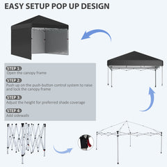 Outsunny 3 x 3 (M) Pop Up Gazebo Event Shelter, Height Adjustable Party Tent with 3 Sidewalls, Weight Bags and Wheeled Bag