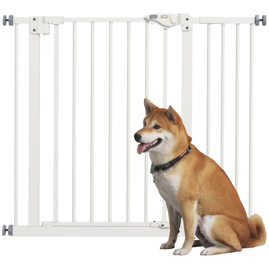 PawHut Metal 74-94cm Wide Adjustable Dog Gate White