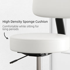 HOMCOM Beautician's Swivel Salon Chair w/ Padded Seat Back 5 Wheels Adjustable Height Salon Hairdressers Tattoo Spa Rolling Cushion Professional 48cm White