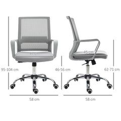 Vinsetto Ergonomic Desk Chair Mesh Office Chair with Adjustable Height Armrest and 360√Ç¬∞ Swivel Castor Wheels Grey