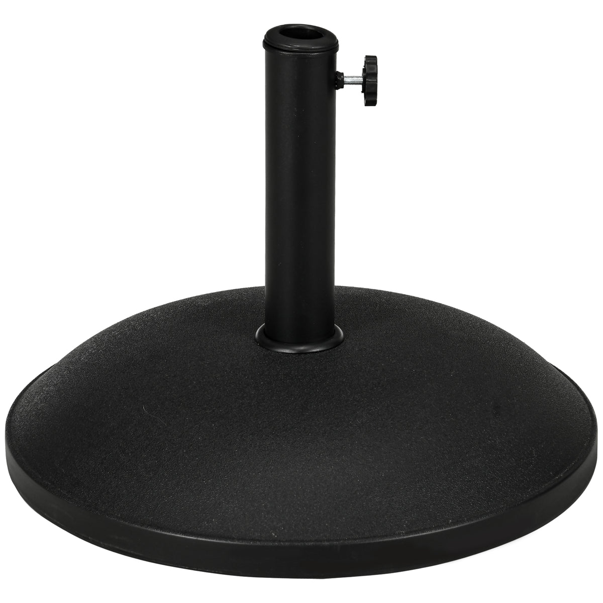 Outsunny 25 kg Parasol Base, Heavy Duty Concrete Patio Umbrella Stand with Adjustable Knob, 49 cm Round Garden Parasol Holder for 35 to 48 mm Poles, Black