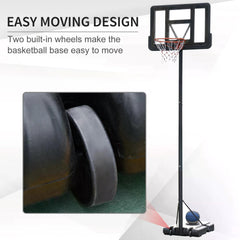 HOMCOM Portable Basketball Hoop Stand 231-305cm Height Adjustable w/ Moving Wheels