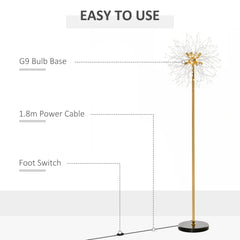 HOMCOM 160cm Dandelion-Crystallite Floor Lamp, with Foot Switch