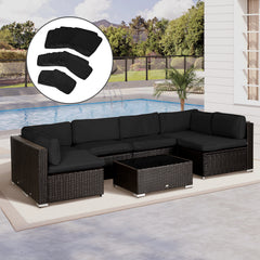 Outsunny Garden Rattan Sofa Cushion Polyester Cover Replacement Outdoor- No Cushion Included, Black