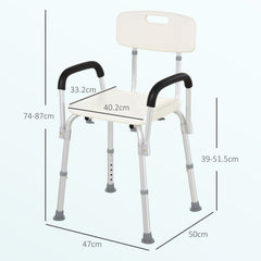 HOMCOM Adjustable Shower Chair, Shower Seat, Portable Medical Stool with Adjustable Back and Armrest for Mobility